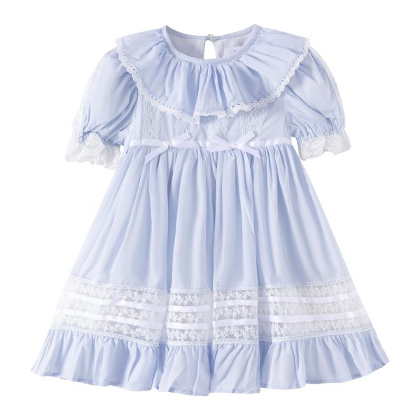 Girls Dress, Vintage Bluebell Heirloom Dress, White Lace, Puff Sleeve, Long Style for Spring and Autumn