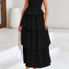 Womens 2025 Summer Sleeveless Midi Dress Scoop Neck A Line Smocked Ruffle Tiered Layered Beach Vacation Dresses