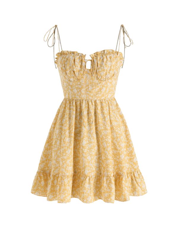 Womens Summer Dresses Floral Spaghetti Strap Cute Vacation Sundress Dress Boho Casual Outfits