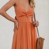 Women Casual Dress Beach Sleeveless V Neck Summer Cutout Spaghetti Straps Formal Maxi Sun Dresses