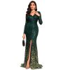 Women's Formal Sequin Bodycon Long Sleeve Prom Dresses Elegant Evening Party Maxi Dresses