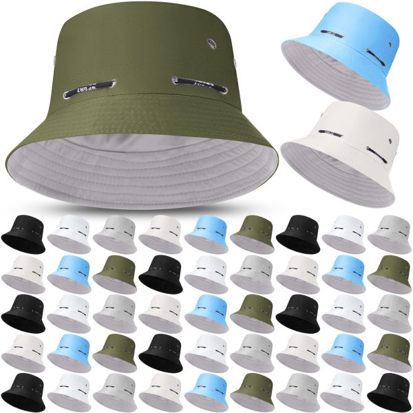 48 Pcs Bucket Hat Bulk for Women Men Fisherman Adjustable Summer Hat UV Protection for Outdoor Fishing Hiking Beach