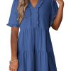 Womens Dresses 2025 Summer Spring V Neck Short Sleeve Casual A Line Flowy Swing Shift Dress Mini Dress
