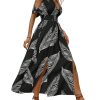 Women's Summer Maxi Casual Dresses 2024 Cold Shoulder V Neck Short Sleeve Dress