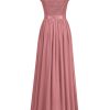 Women's Classy Scoop Neck Sequin Lace Contrast Bridesmaid Party Maxi Dress
