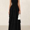 Maxi Dresses for Women 2025 Summer Off Shoulder Smocked Tiered Ruffle Long Flowy Wedding Guest Dress