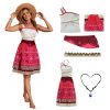 Tropical Island Princess Dress for Women Ocean Hawaiian Adventure Halloween Costume Skirt with Necklace Party Dress Up