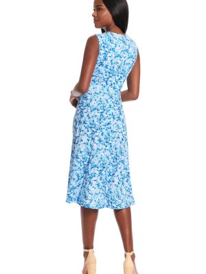 Women's Sleeveless Inset Waist Midi Fit and Flare Dress
