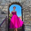 A line Ruched Tulle Prom Dress Spaghetti Straps for Women, Tea Length Sweetheart Homecoming Dress Cocktail Dress