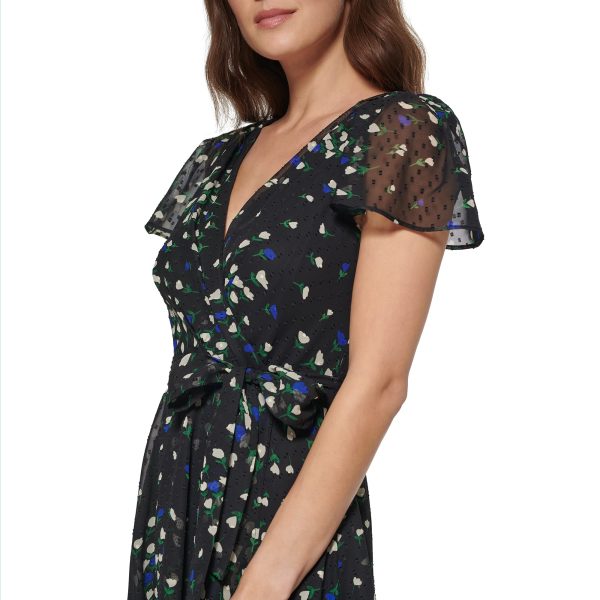 Women's Short Sleeve Asymmetrical Hem Faux Wrap Dress
