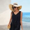 Beach Swimsuit Cover Up for Women, Swiss Polka Dot Bathing Suit, Classic V Neck Dress with Pockets