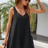 Womens Casual Sun Summer Dresses Swiss Polka Dot Beach Cover Up V Neck Tank Dress with Pockets