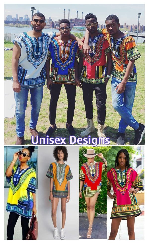 African Dashiki Cotton Shirt Men Women Festival Boho Hippie 60's 70's Bohemian