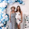Women's Summer Off The Shoulder Maxi Dress Ruffle Strapless Blue White Porcelain Boho Casual Loose Long Dresses