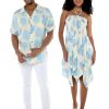 Matchable Couple Hawaiian Luau Shirt or Fairy Dress in Pacific Palm Cream
