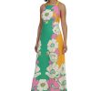 Women's Bold Colorful Fun Printed Georgette Maxi Dress