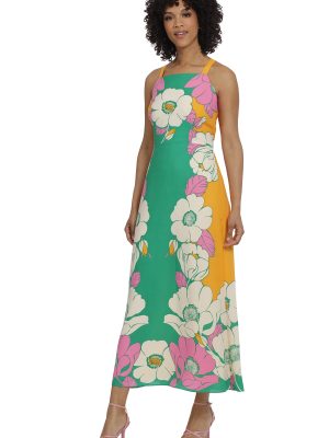 Women's Bold Colorful Fun Printed Georgette Maxi Dress
