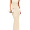 Women's 2025 Summer Casual Maxi Dresses Ribbed Knit Sleeveless Bodycon Elegant Going Out Beach Vacation Clothes