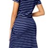 Womens Summer Hide Belly Knee Length Travel Dress Pocket 2025 Spring Short Sleeve Midi Work Casual Teacher Outfits