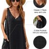 Womens Casual Sun Summer Dresses Swiss Polka Dot Beach Cover Up V Neck Tank Dress with Pockets