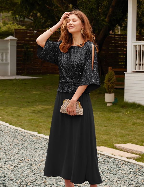 Sequin Dress for Women 2025 Mother of The Bride Dresses Wedding Guest Formal Chiffon Evening Gown