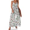 Mahjong Tiles Maxi Dress for Women Summer Casual Sleeveless V Neck Spaghetti Dresses
