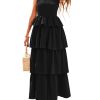 Womens 2025 Summer Sleeveless Midi Dress Scoop Neck A Line Smocked Ruffle Tiered Layered Beach Vacation Dresses
