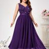 Women's Plus Size Sequin Lace Deep V-Neck Sleeveless Slit Formal Evening Maxi Dresses