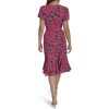 Women's Short Sleeve Pleated Hem Rope Belt Midi Dress