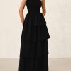 Maxi Dresses for Women 2025 Summer Off Shoulder Smocked Tiered Ruffle Long Flowy Wedding Guest Dress