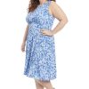Women's Sleeveless Inset Waist Midi Fit and Flare Dress