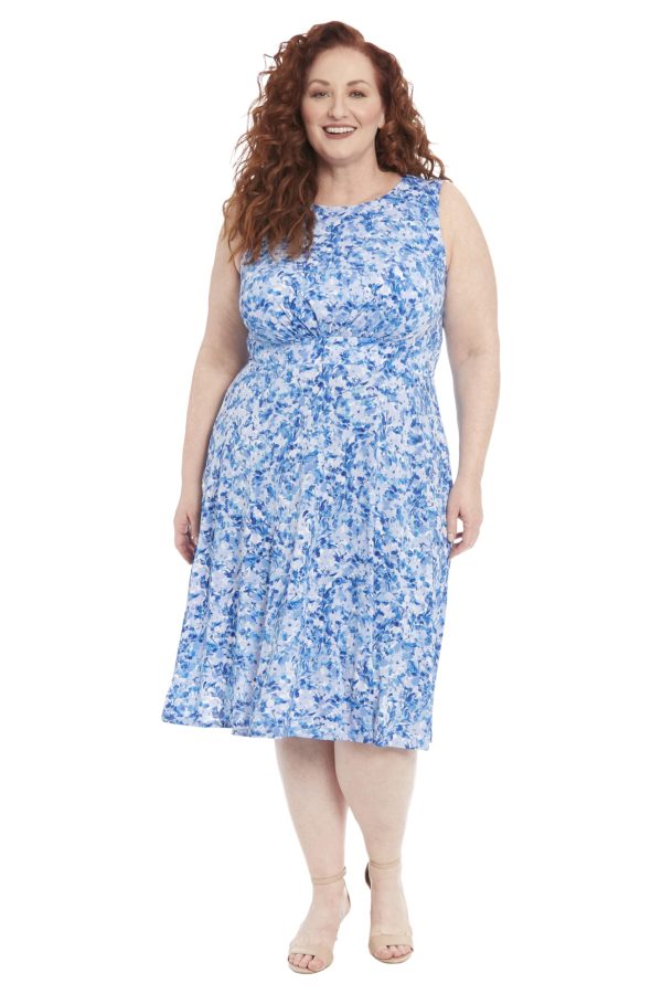 Women's Sleeveless Inset Waist Midi Fit and Flare Dress