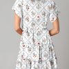 Womens Summer Casual Boho Floral Dresses V Neck Short Sleeve Sundresses Flowy Swing A-Line Mini Dress