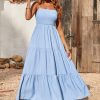 Women's Summer Maxi Dress 2025 Casual Boho Sleeveless Spaghetti Strap Smocked Tiered Long Beach Sundresses