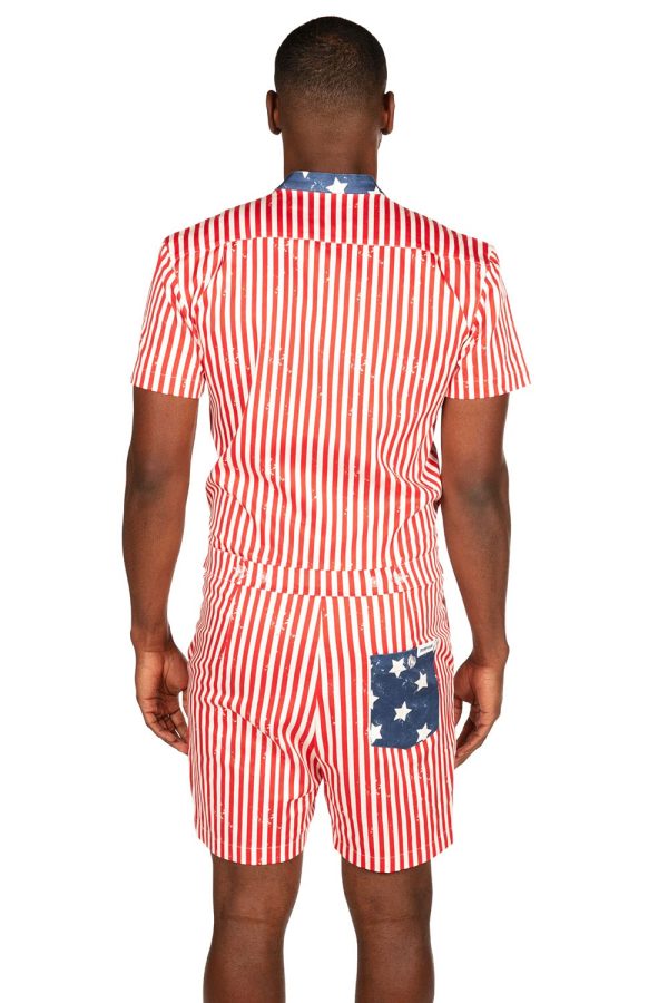 Casual One Piece Romper for Men Short Sleeve Button Down Jumpsuit - The Original Romphim
