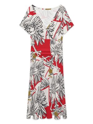 Polish Eagle Flag Women's Midi Dress Short Sleeve Dresses V Neck Sundress Casual Summer