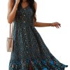 Women Dress Summer Sleeveless Bohemian: Floral V Neck Button Down Flowy Boho Dresses S-XL