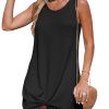 Women's Sleeveless Swimsuit Coverup Waffle Knit Swimwear Beach Cover Ups Twisted Mini Dress