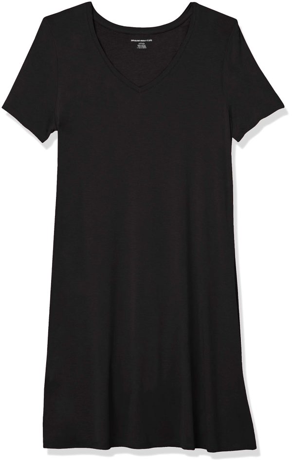 Women's Regular Short-Sleeve V-Neck Swing Dress