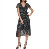 Women's Short Sleeve Asymmetrical Hem Faux Wrap Dress
