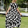 Women Casual Loose Bohemian Floral Dress with Pockets Short Sleeve Long Maxi Summer Beach Swing Dress EJF