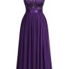 Women's Plus Size Sequin Lace Deep V-Neck Sleeveless Slit Formal Evening Maxi Dresses