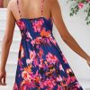 Womens Summer Dresses Floral V Neck Ruffled Hem Spaghetti Spring Casual Beach Outfits Flowy Wrap Sun Dress