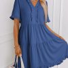 Womens Dresses 2025 Summer Spring V Neck Short Sleeve Casual A Line Flowy Swing Shift Dress Mini Dress