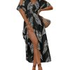 Women's Summer Maxi Casual Dresses 2024 Cold Shoulder V Neck Short Sleeve Dress