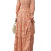 Women's Floral Maxi Dress 2025 Spring Long Sleeve V Neck Casual A Line Long Flowy Boho Party Dresses