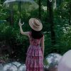 Women's Summer Floral Print Halter A-line Dress Bohemian Cake Dress Pink Dresses