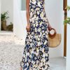 Womens Summer Maxi Dresses 2025 Casual Sleeveless V Neck Loose Fit Floral Boho Dress Beach Long Sundress
