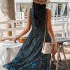 Women Dress Summer Sleeveless Bohemian: Floral V Neck Button Down Flowy Boho Dresses S-XL