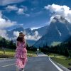 Women's Summer Floral Print Halter A-line Dress Bohemian Cake Dress Pink Dresses